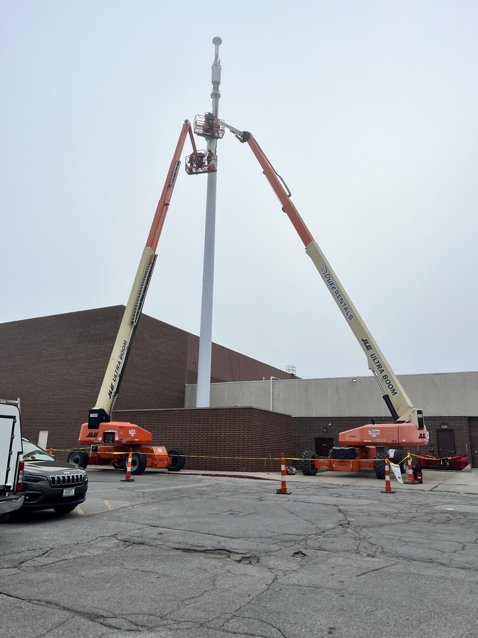 One Way Team corrects leaning wireless stealth tower in Ames, IA.