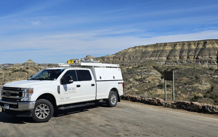 One Way Wireless Construction doing their work in the Badlands of SD.