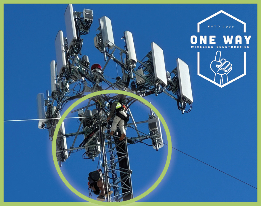 One Way Wireless working up on a 250' tower in Duluth MN.
