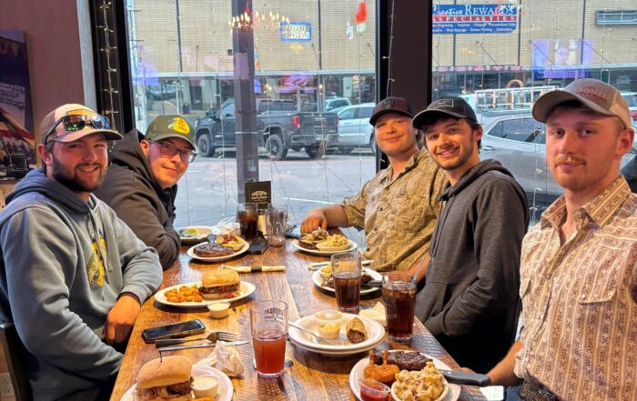 One Way Wireless Construction crew in Watertown, SD for a job well done dinner.