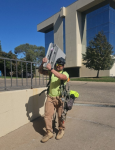 One Way Wireless Tower tech brings equipment to the site.